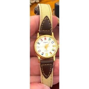VTG Women's 23mm Gold Tone Sergio II Watch, Never Worn,IOB, Faceted Crystal